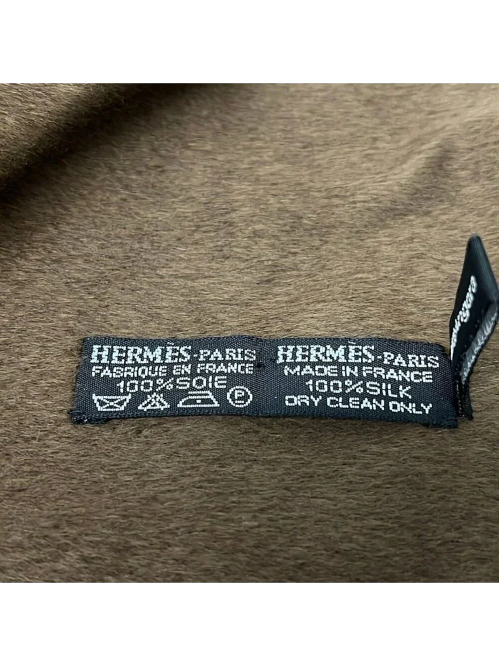 Hermes Scarf Ivory Dark Brown Multi Angora Silk
